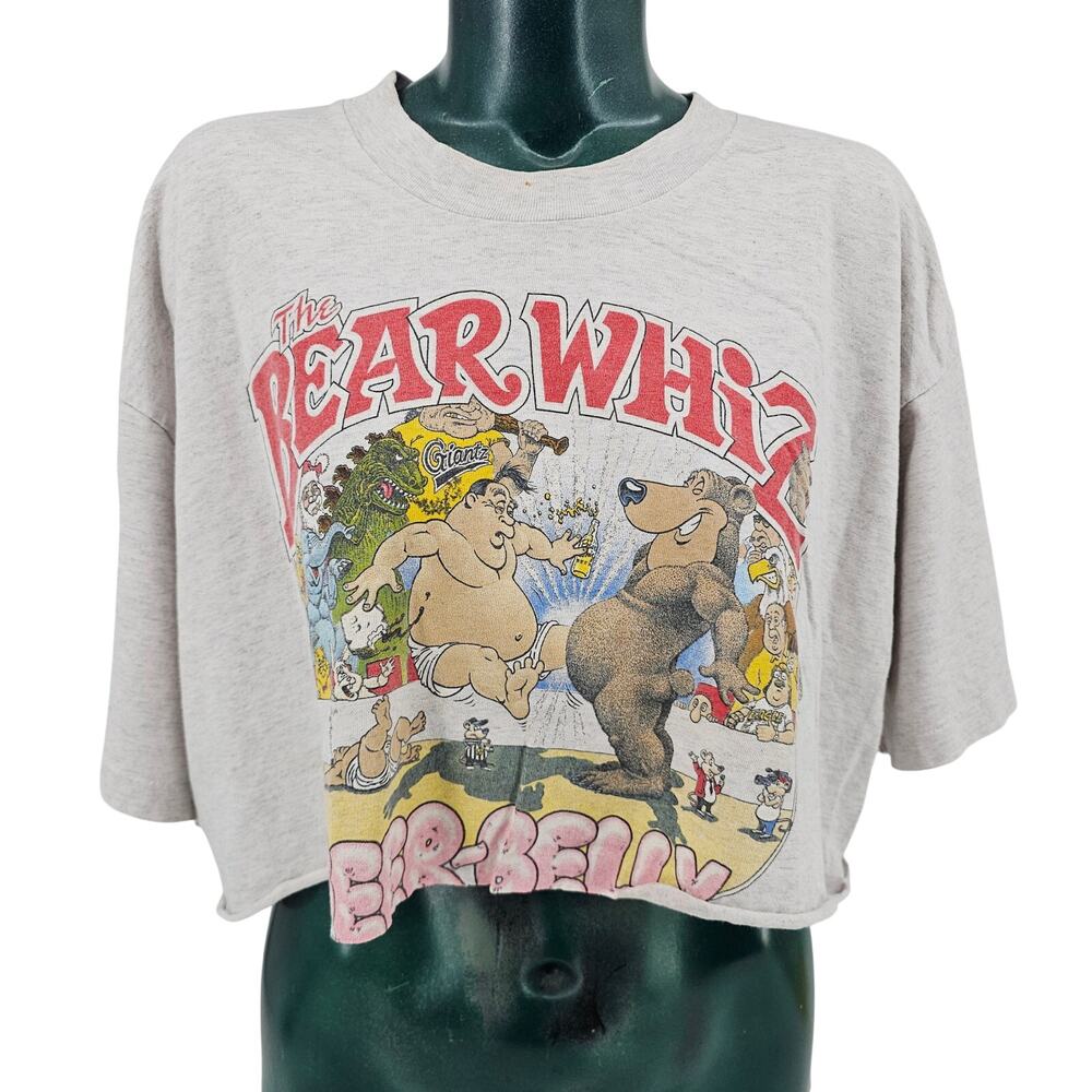 Bear Whiz Quick Draw Beer Vintage 90s Graphic Crop Tee T-Shirt Women's XXL 4068